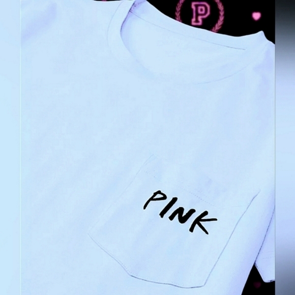Victoria's Secret PINK Arctic Ice Varsity Crew Short Sleeve Tee Size XL - Picture 3 of 6